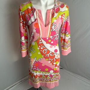 Barbara Gerwit multicolor stretch knit three quarter sleeve dress